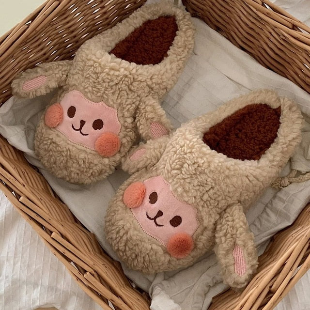 Street Wave Fluffy Bunny Slippers for Women Plush Cozy House Shoes Soft Warm Comfort