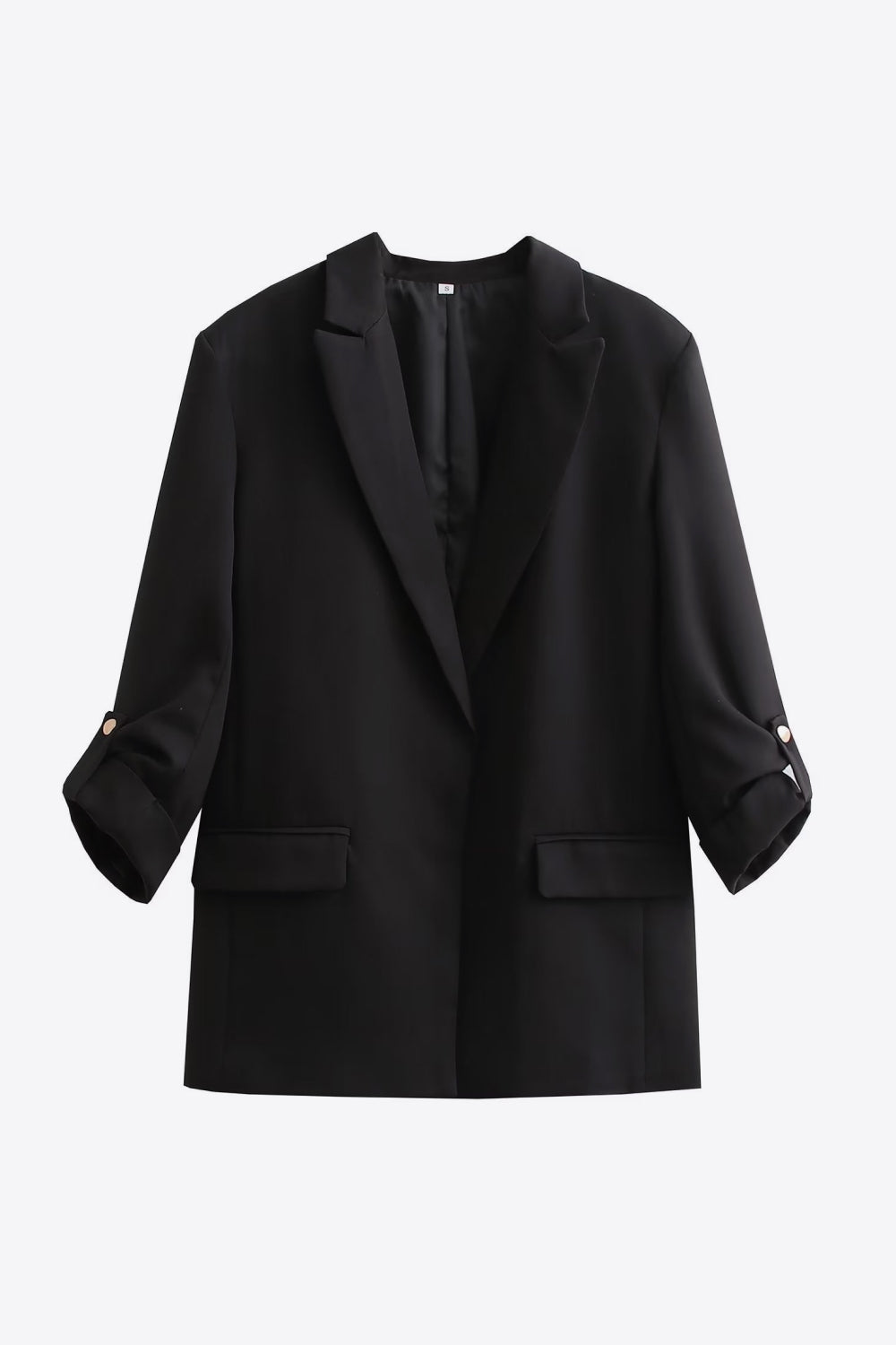 Street-Wave Women's White Blazer With Turned Collar Lightweight Long Jacket For Office Wear