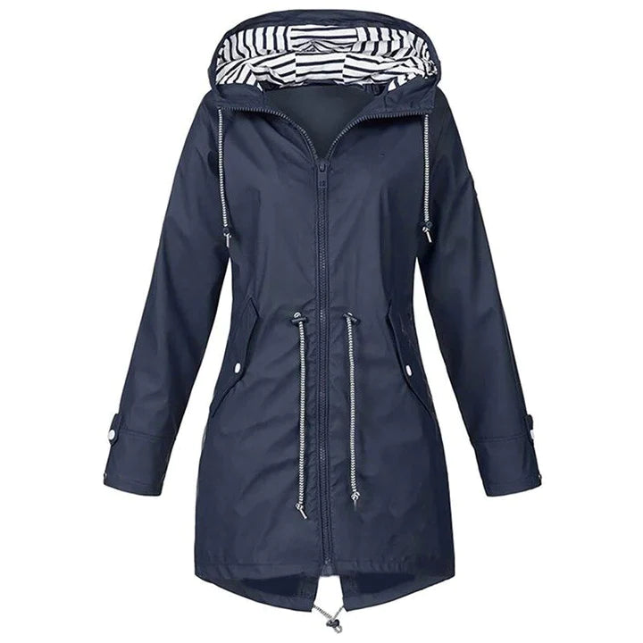 Street-Wave Women Raincoat With Hood Waterproof Long Rain Jacket For Rainy Days All Weather