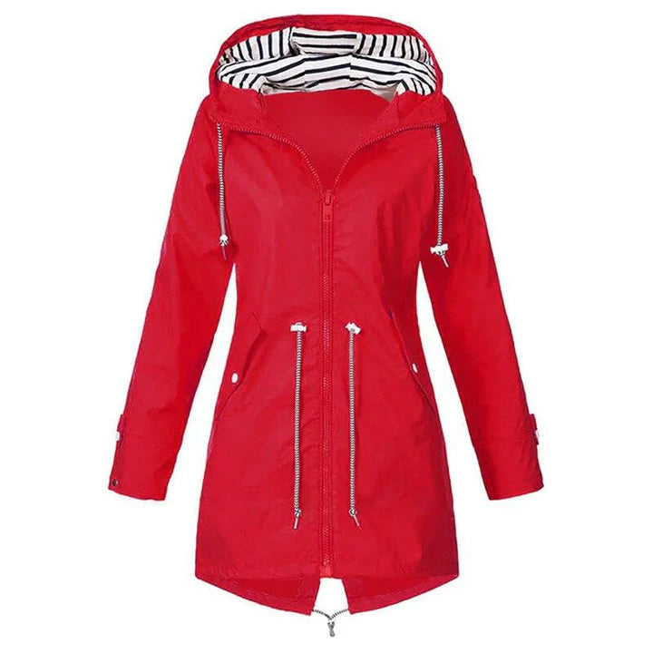 Street-Wave Women Raincoat With Hood Waterproof Long Rain Jacket For Rainy Days All Weather