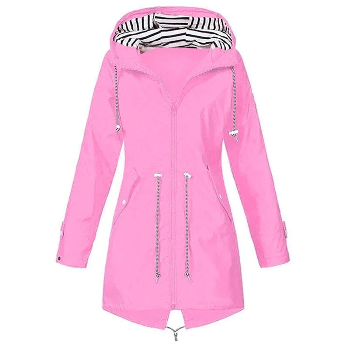 Street-Wave Women Raincoat With Hood Waterproof Long Rain Jacket For Rainy Days All Weather