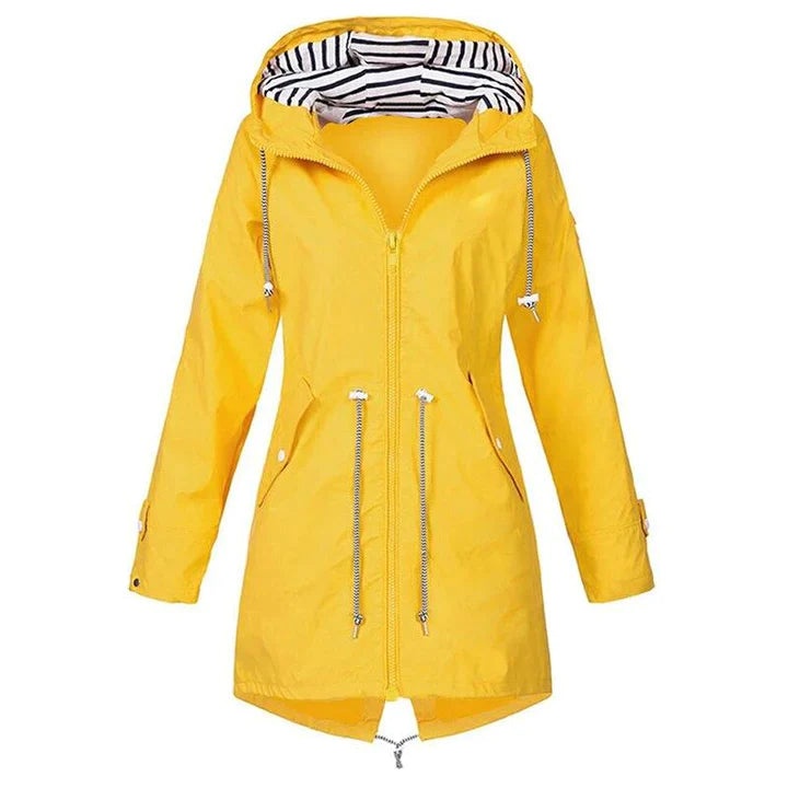 Street-Wave Women Raincoat With Hood Waterproof Long Rain Jacket For Rainy Days All Weather