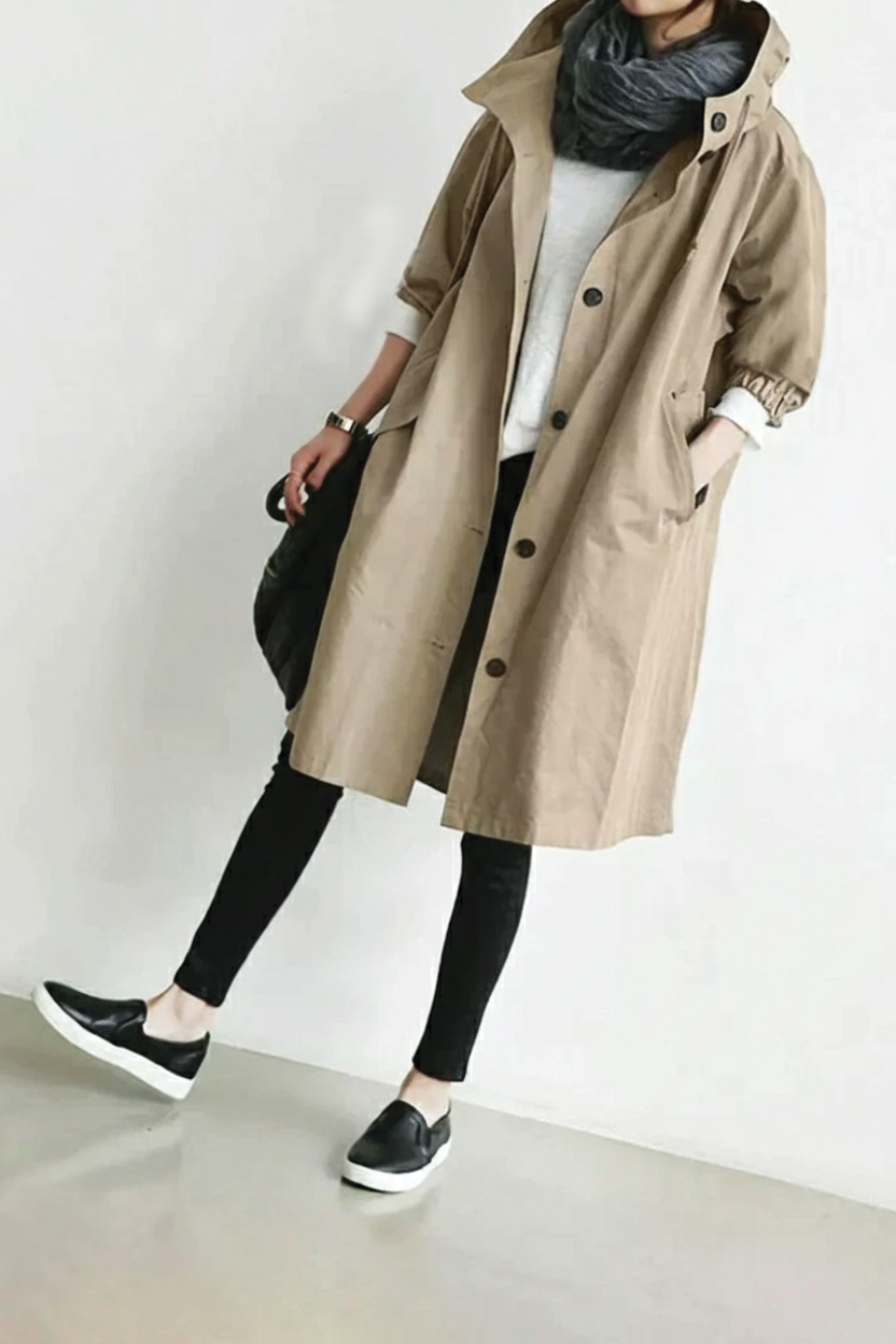 Street Wave Anna Hooded Trench Coat Unisex Comfort