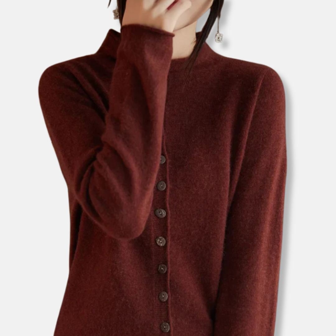 Women’s Cardigan Sweater – Wool Knit – Relaxed Tailored Fit – Button Front – Spread Collar