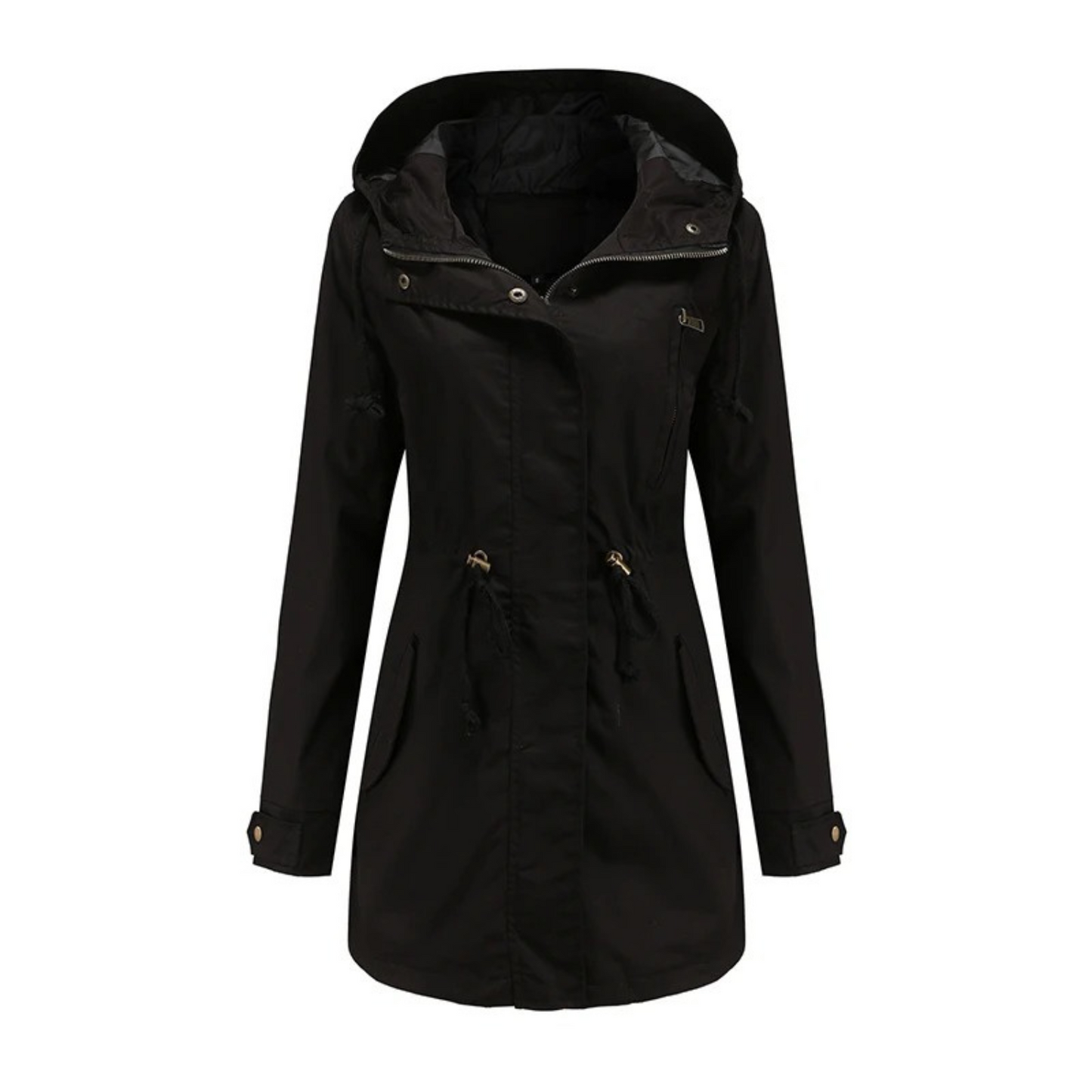 Street-wave Waterproof Hooded Raincoat for Women Lightweight Windproof Stylish Coat