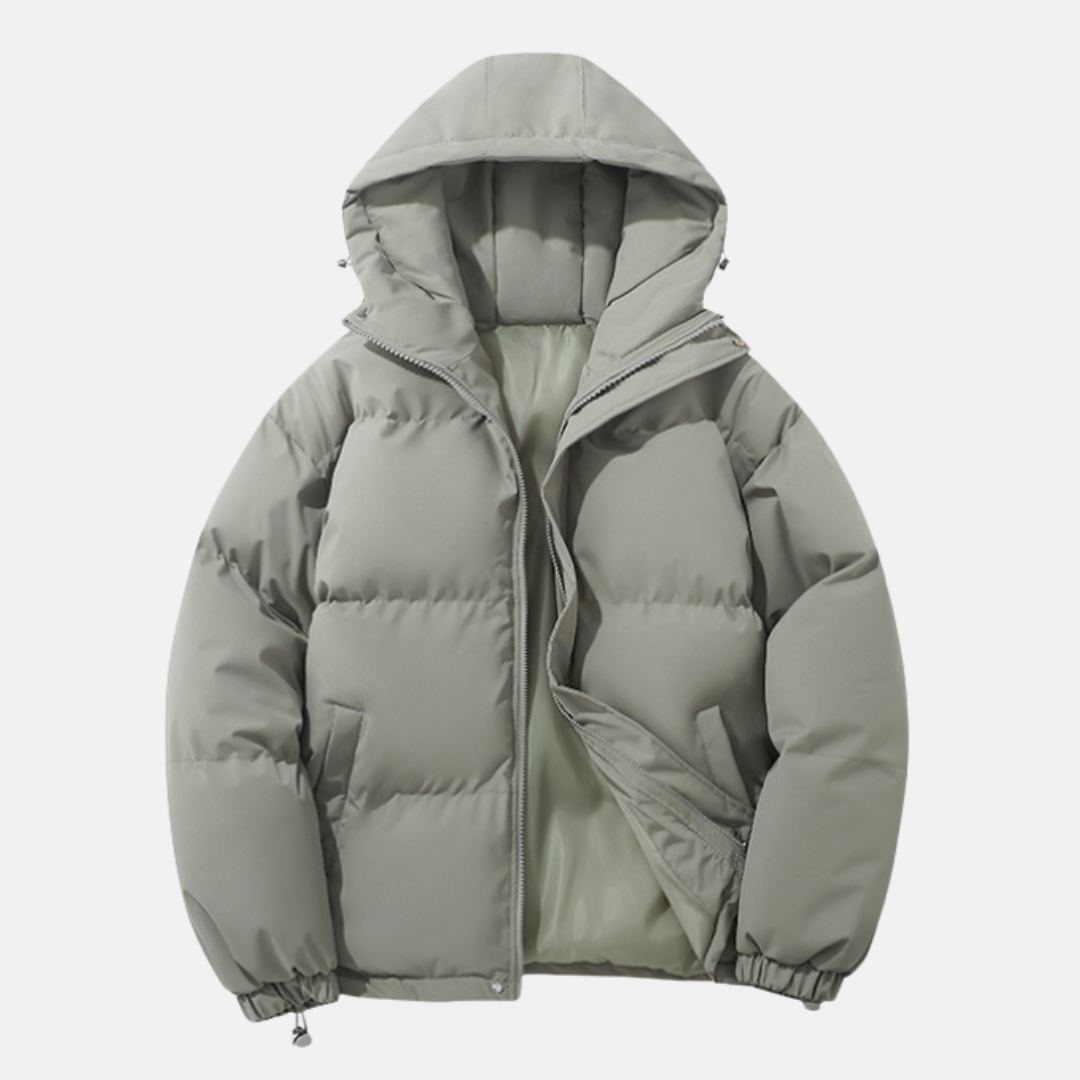 Mens Padded Hooded Coat With Elasticated Hem For Cold Winter Weather Synthetic Insulated Outerwear By Street-Wave