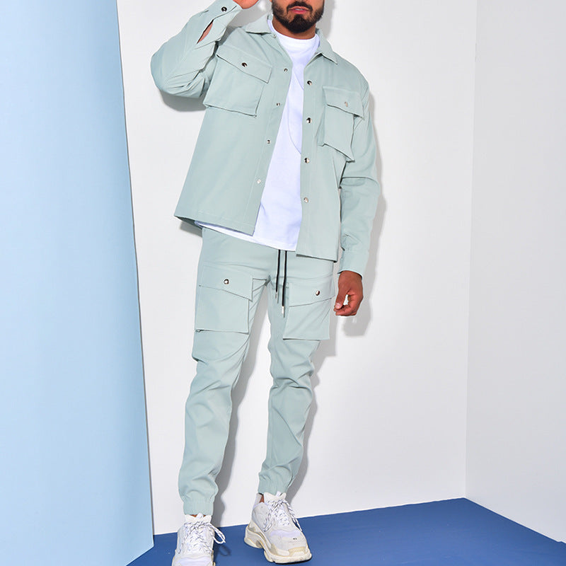 Street-wave Men's Cargo Suit Two-Piece Modern Functional Stylish Urban Look Everyday Wear