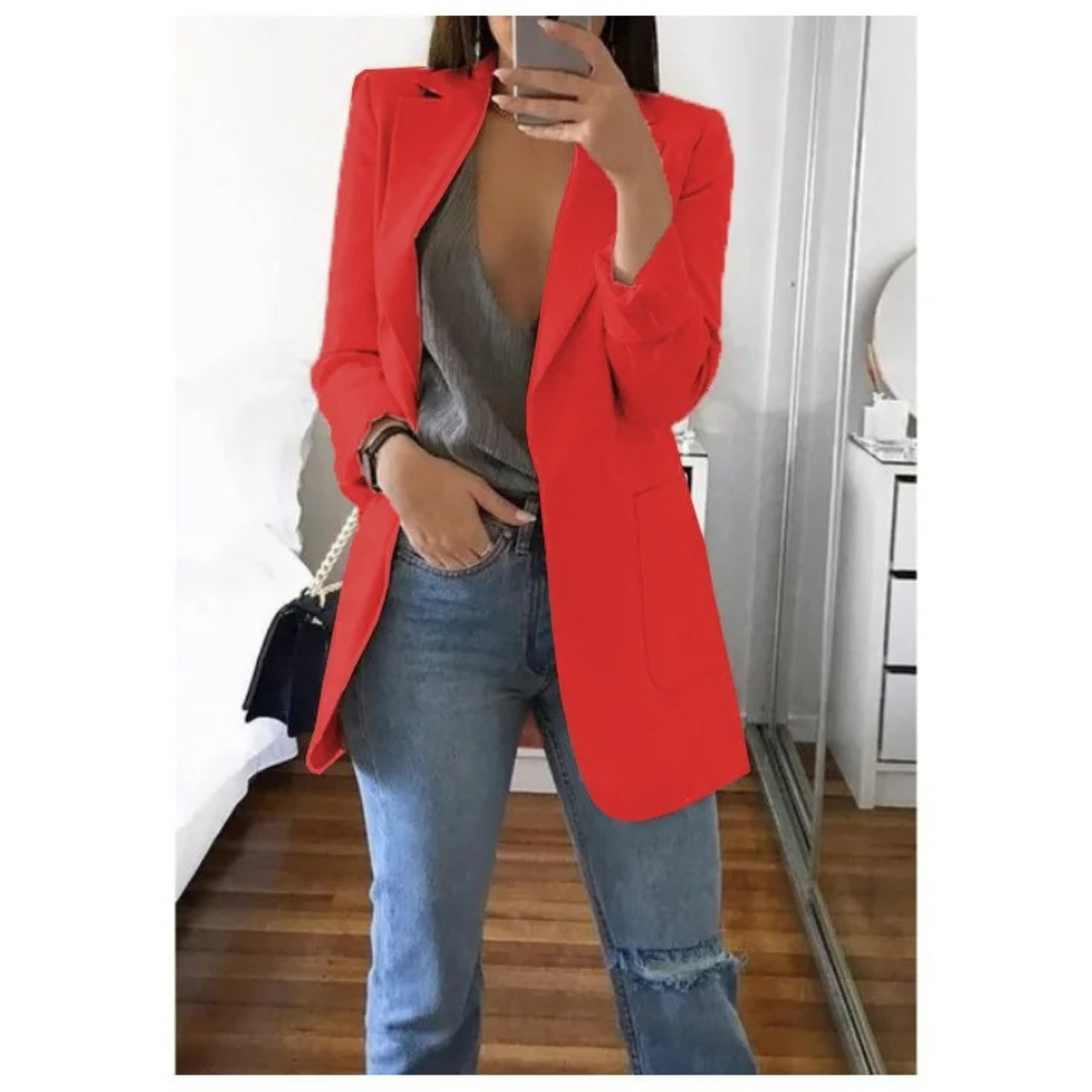 Street-Wave Women Blazer Khaki Lightweight Elegant Tailored Jacket For Everyday Style