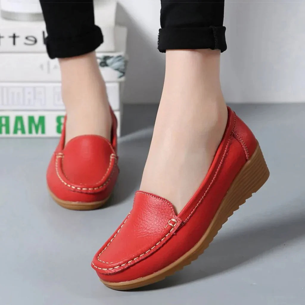 Orthopedic Comfort Shoes For Women Street-wave Premium Leather All Day Support Cushioned Heel