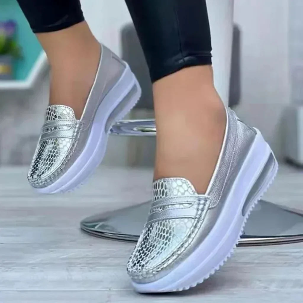 Orthopedic Shoes For Women Street-Wave Premium Snakeskin Loafers With Ergonomic Comfort And Style