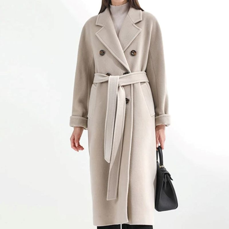 Street-wave Red Long Coat For Women Belted Silhouette Warm Wool Blend Must Have Today