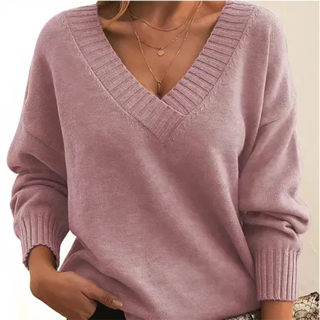 Street-Wave V-Neck Winter Pullover For Women Luxurious Warmth And Cozy Comfort Everyday Style