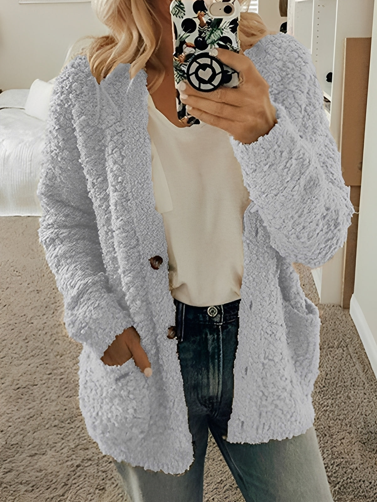 Street-Wave Cozy Cardigan For Women - Plush Boucle Knit All-Day Warmth, Comfort, Everyday Style