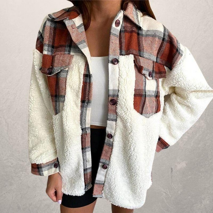 Street-wave Cozy Warm Cotton Jacket For Women With Sherpa Fleece Lining Soft Durable Easy Care