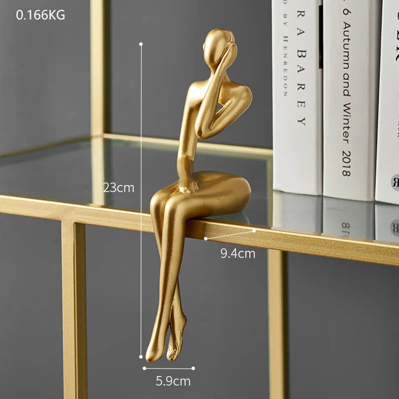 Abstract Gold-Tone Metal Statue Figurine