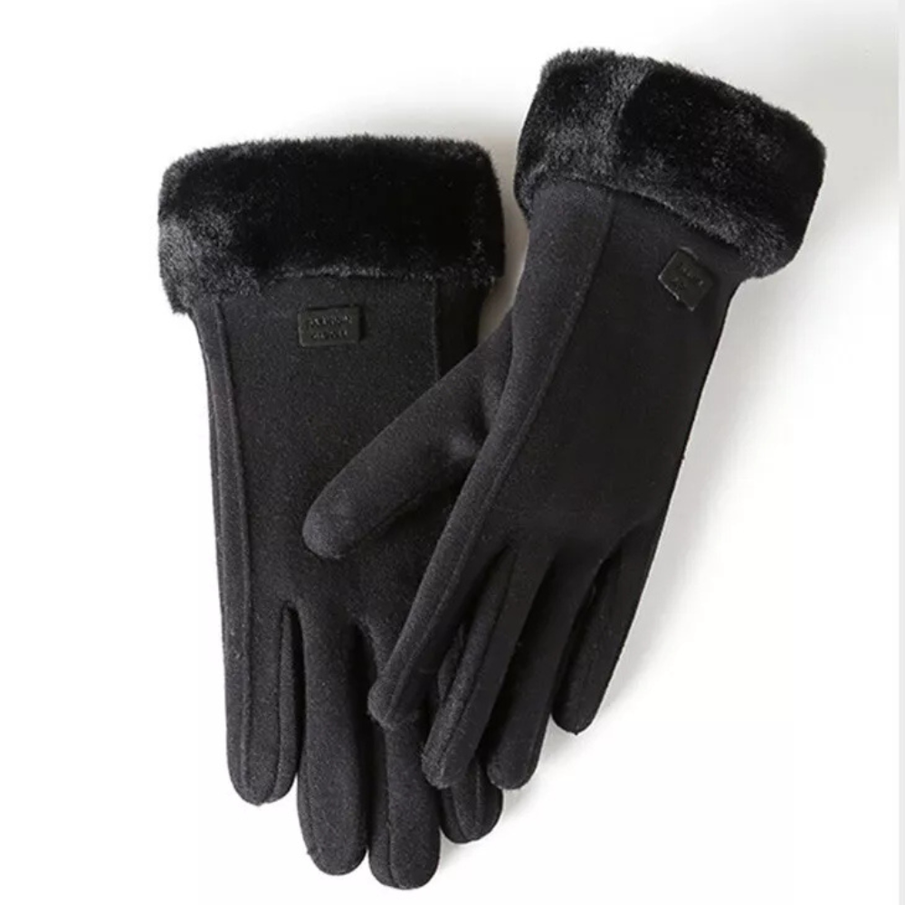Street-Wave Windproof Touchscreen Gloves With Plush Lining For Cold Weather