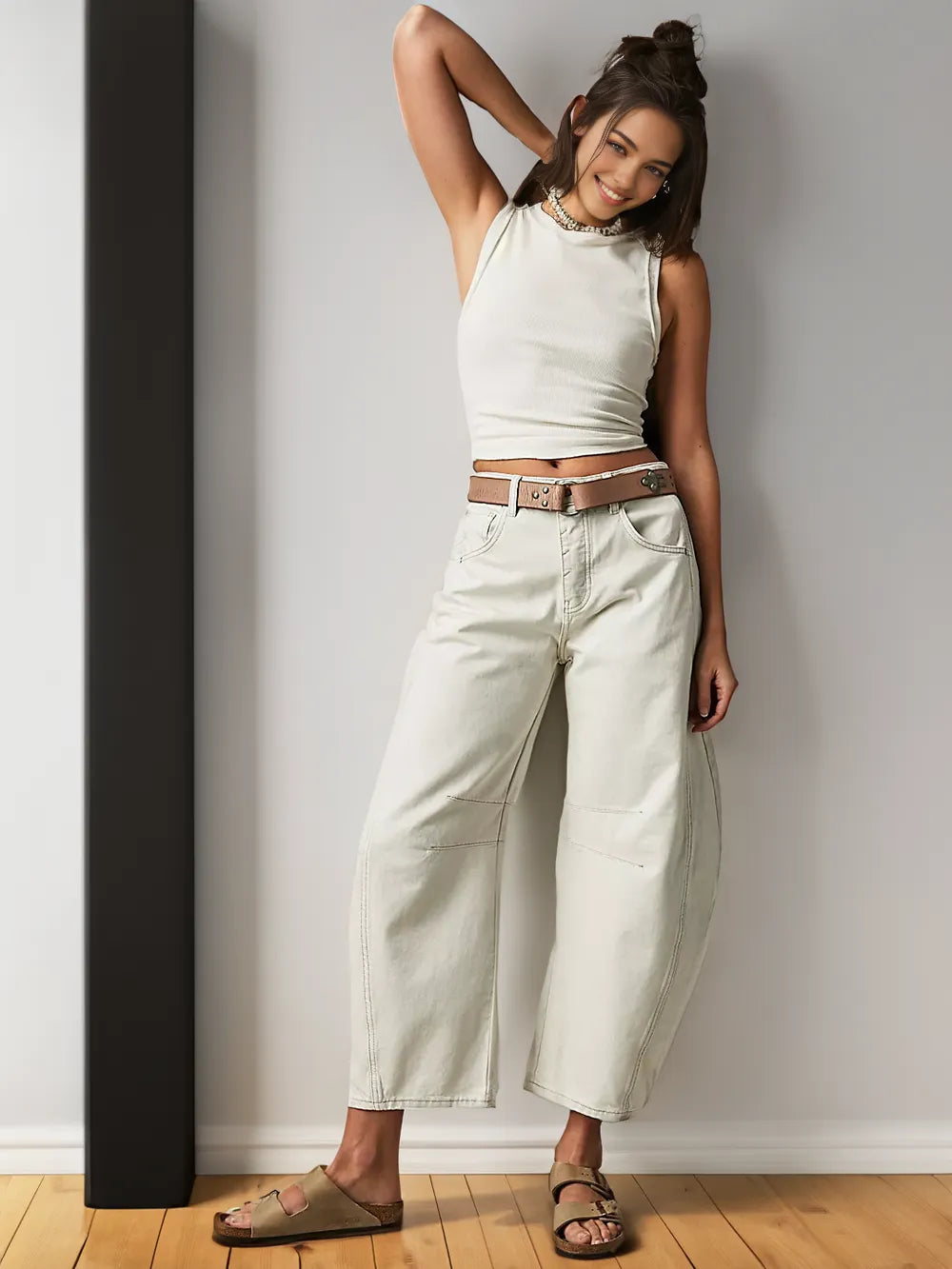 Street Wave Olivia Women Wide Leg Denim Pants Relaxed Fit Casual