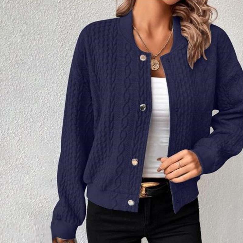 Street-wave Knit Cardigan For Women Cozy Cable Knit Essential For Casual Everyday Looks