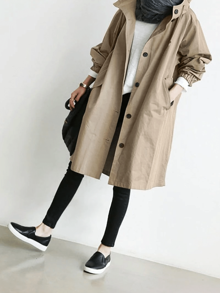 Street-wave Windbreaker Coat For Women Stylish Durable Weather Resistant Outerwear With Cozy Comfort