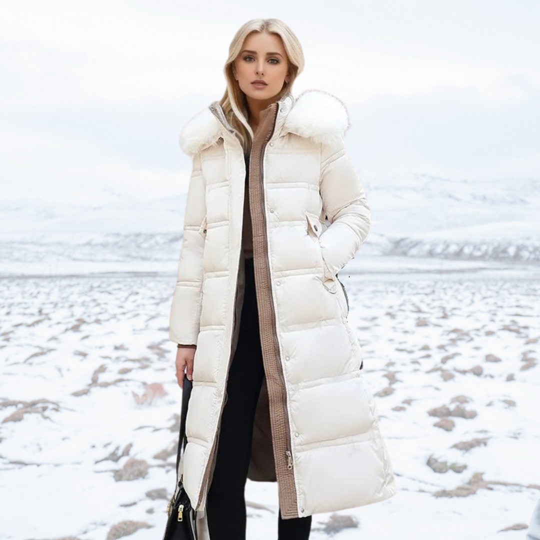 Streetwave Long Womens Winter Coat With Tailored Fit And Fur Hood For Cold Weather