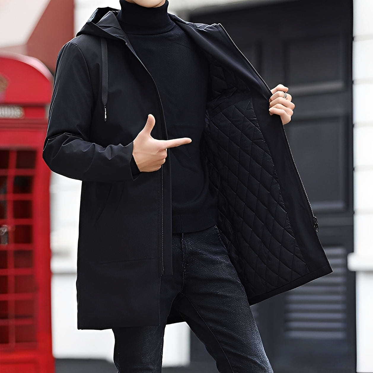 Street Wave Waterproof Hooded Jacket For Men, Thick Insulated Windproof Rainproof Coat, All Weather Comfort