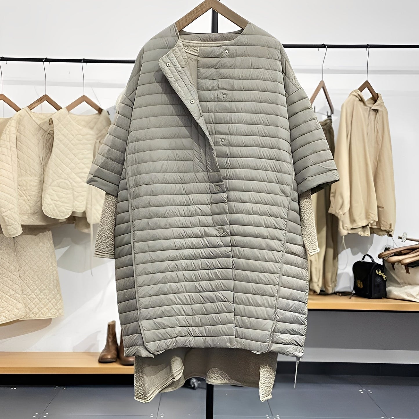 Street-Wave Lightweight Quilted Oversized Coat For Women Patchwork Puffer With Practical Pockets