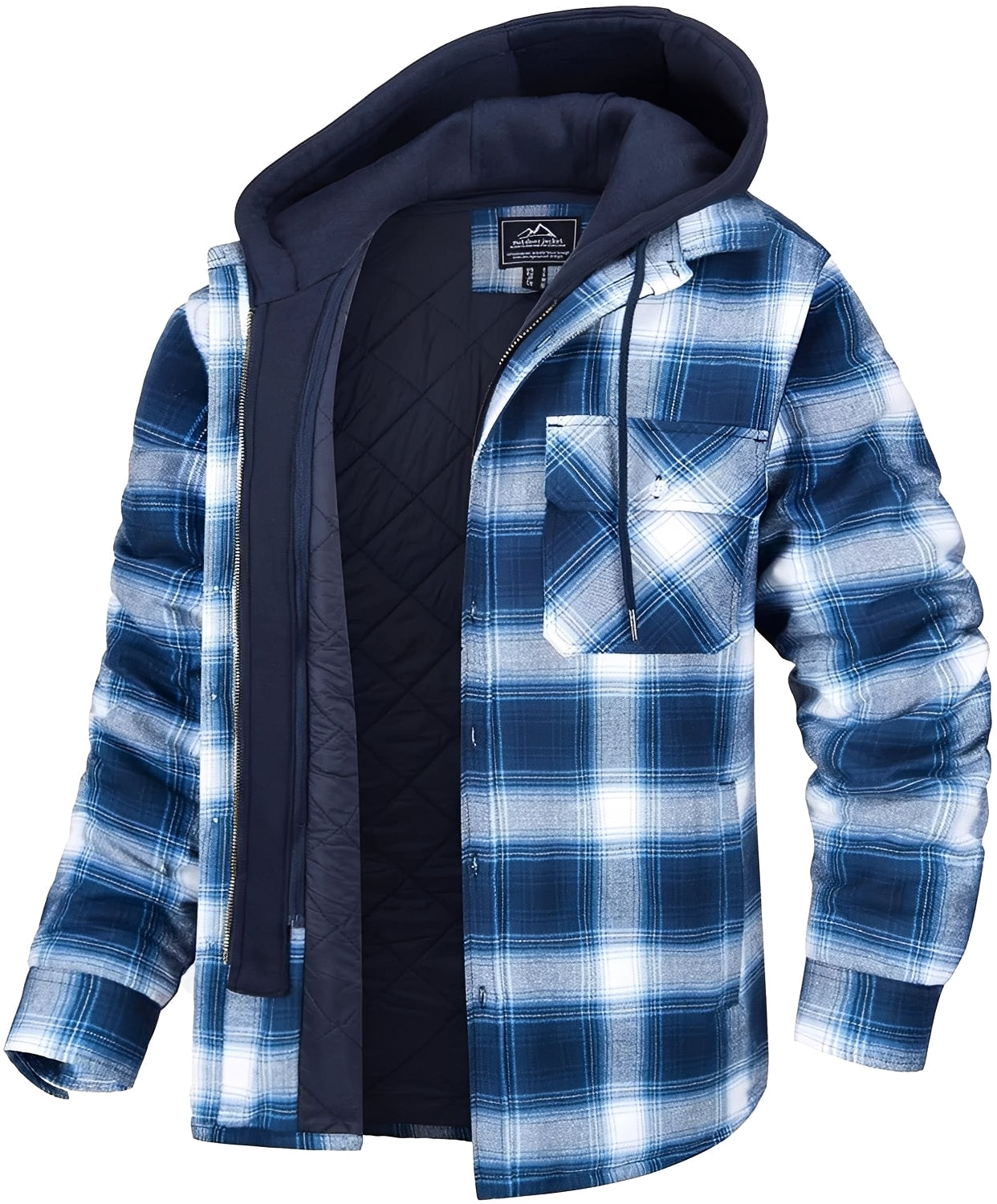 Street-wave Mens Plaid Thick Winter Jacket With Inner Quilted Lining For Warmth And Comfort