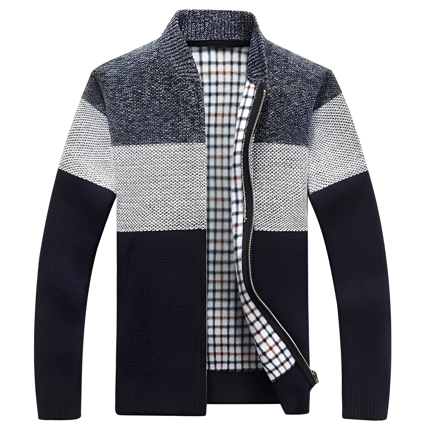 Street-wave Mens Cardigan With Lined Warmth And Windproof Outer Shell Classic Style