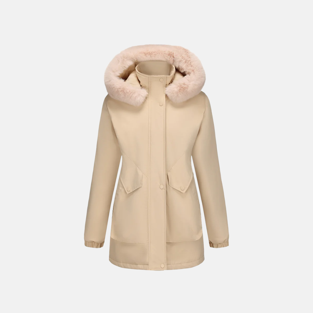 Street-Wave Women's Parka Mid-Length With Faux Fur Hood