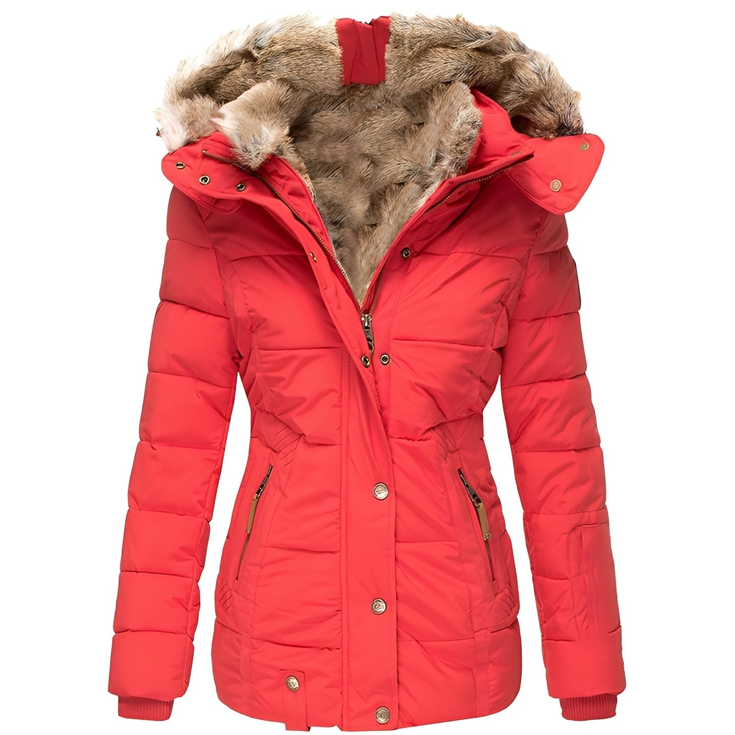Street-wave Women’s Puffer Coat With Fur Trim Hood For Warmth And Flattering Fit