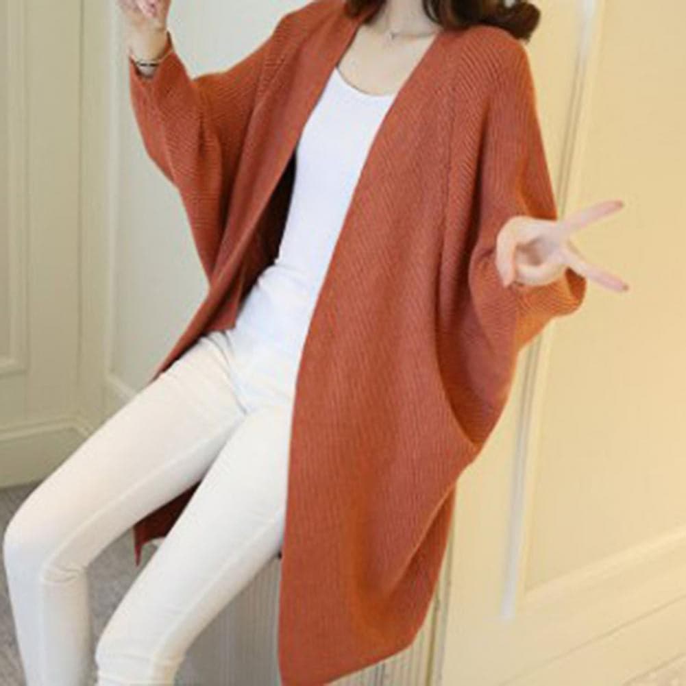 Street-Wave Long Cardigan In Soft Knit Open Front Relaxed Fit With Pockets For Women