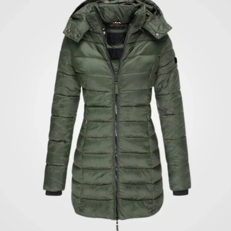 Street-Wave Women's Long Puffer Jacket With Hood For Winter Warmth And Daily Comfort