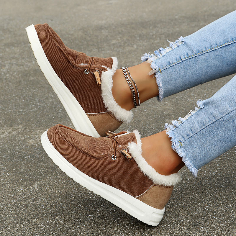 Street-wave Womens Fleece-Lined Sneakers Warm Comfort Insulated Winter Shoes With Plush Lining
