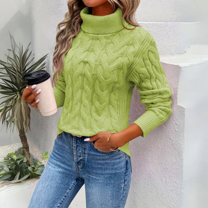 Streetwave Women's Cable Knit Pullover Warm Cozy Modern Essential Everyday Wearable Sweater