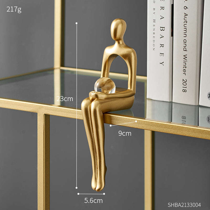 Abstract Gold-Tone Metal Statue Figurine