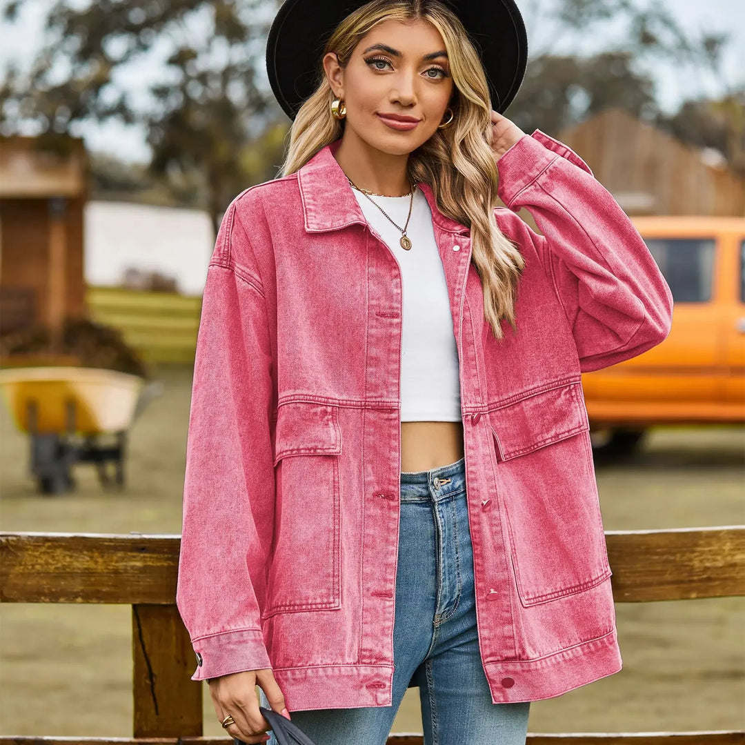 Street Wave Vintage Denim Jacket For Women With Oversized Fit And Timeless Charm