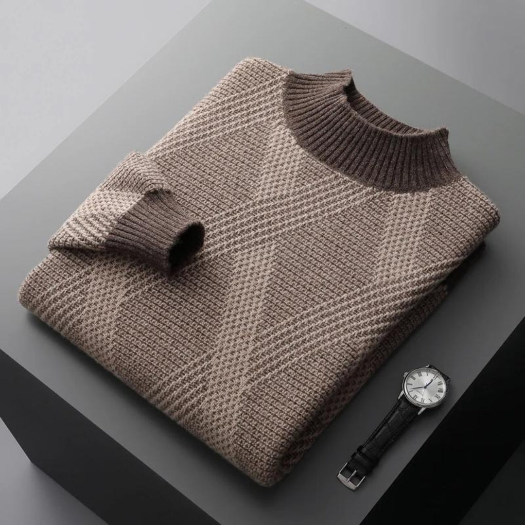 Street-Wave Men's Wool Blend Sweater Warm Comfort Crew Neck With Ribbed Cuffs For Winter and Autumn