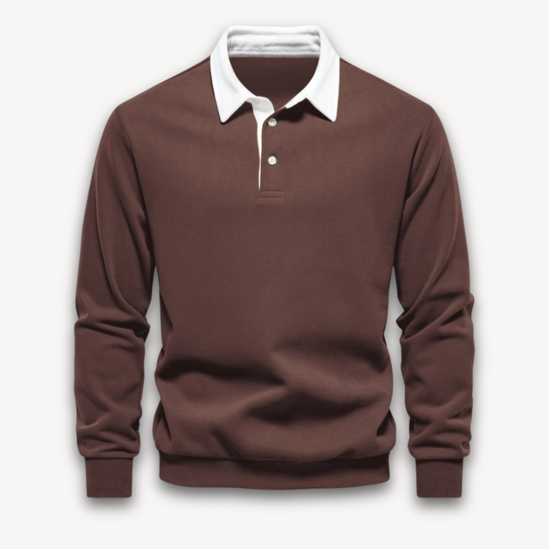 Street-Wave Mens Polo Sweater Regular Fit Long Sleeve Soft Knitted Natural Fiber Navy Knitwear