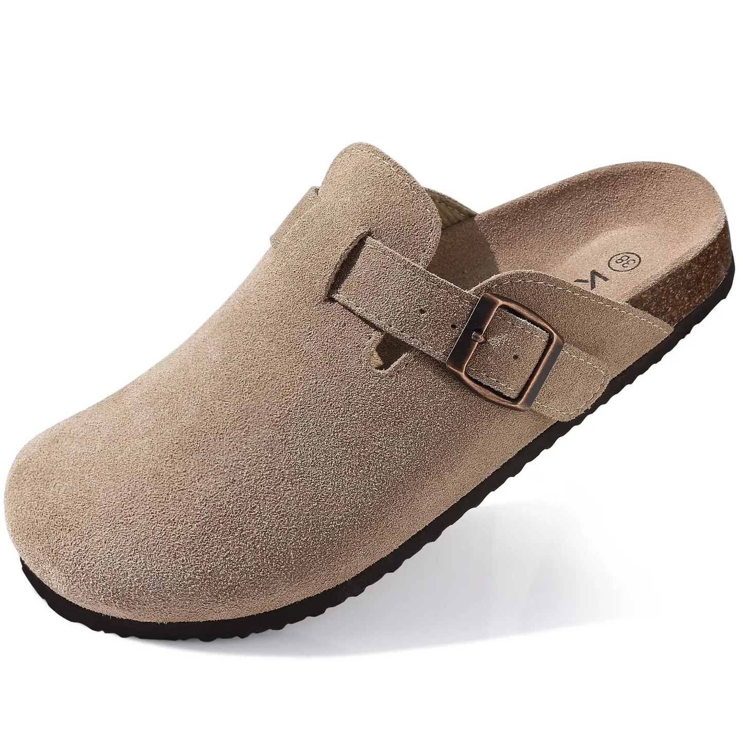 Boston Suede Cork Insole Sandals by Street-Wave for Women - Comfortable Walking Footbed and Elegant Slip-On