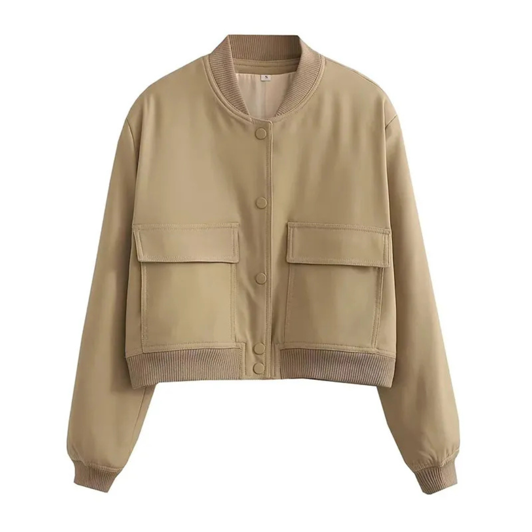 Street-Wave Womens Short Jacket With Crew Neck Premium Materials All Season Outerwear