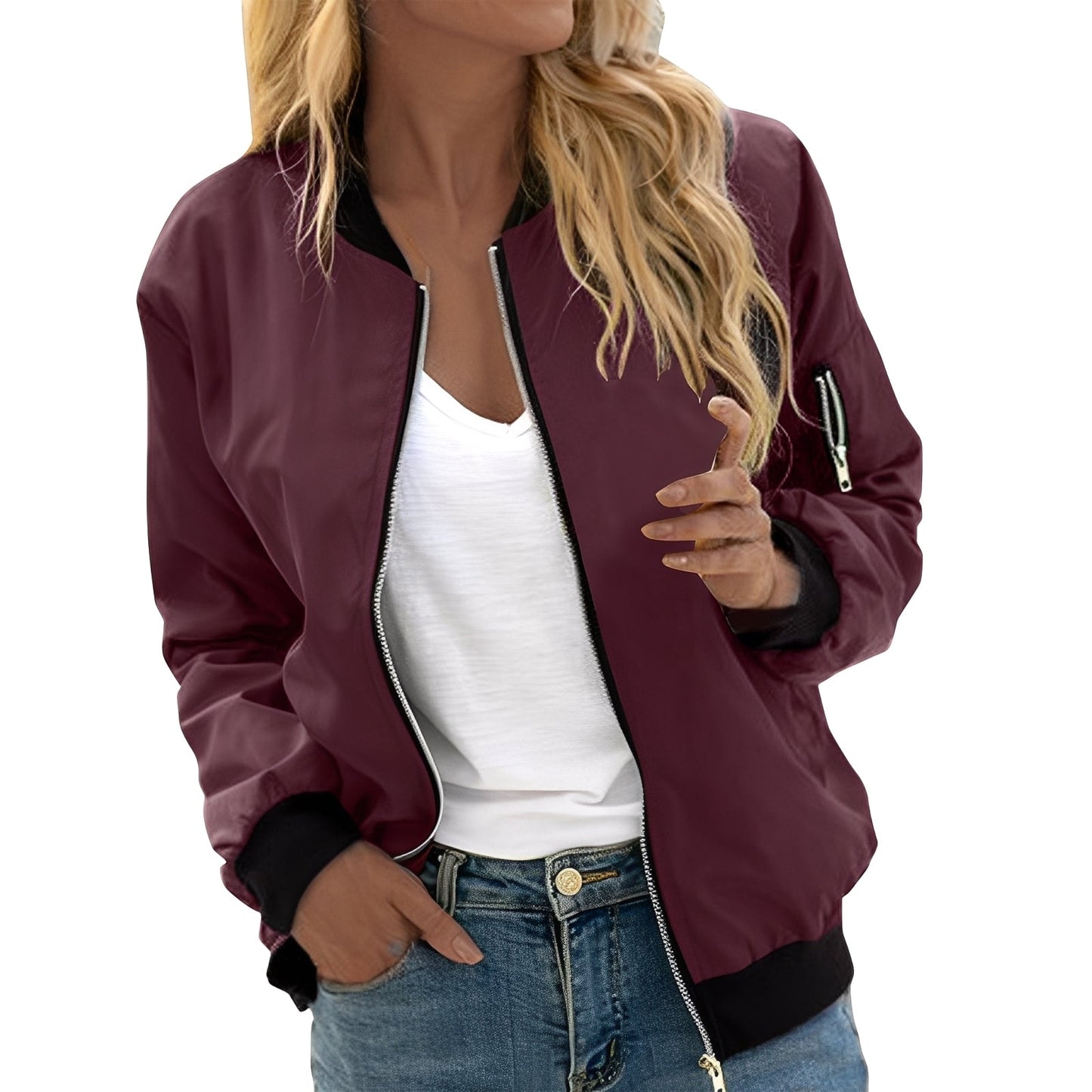 Street Wave Vintage Bomber Jacket For Women With Retro Style And Comfortable Fit