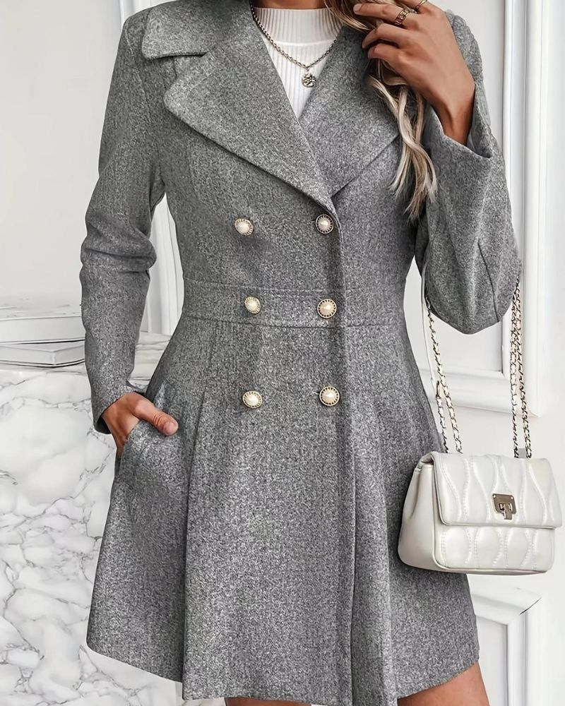 Street-wave Pleated Wool Coat For Women, Elegant Warmth And Chic Winter Outerwear