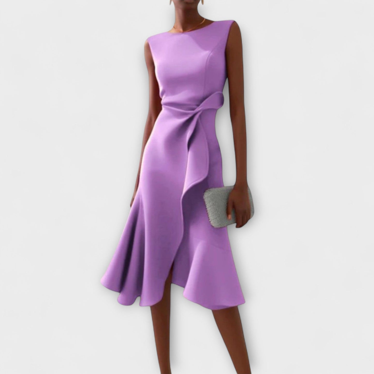 Street-Wave Adeline Cocktail Dress With Asymmetrical Ruffle Midi For Women