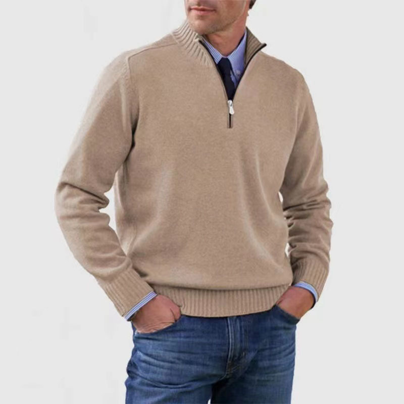 Street-Wave Men's Half Zip Sweater Warm Cozy Knit Pullover For Everyday Style And Comfort