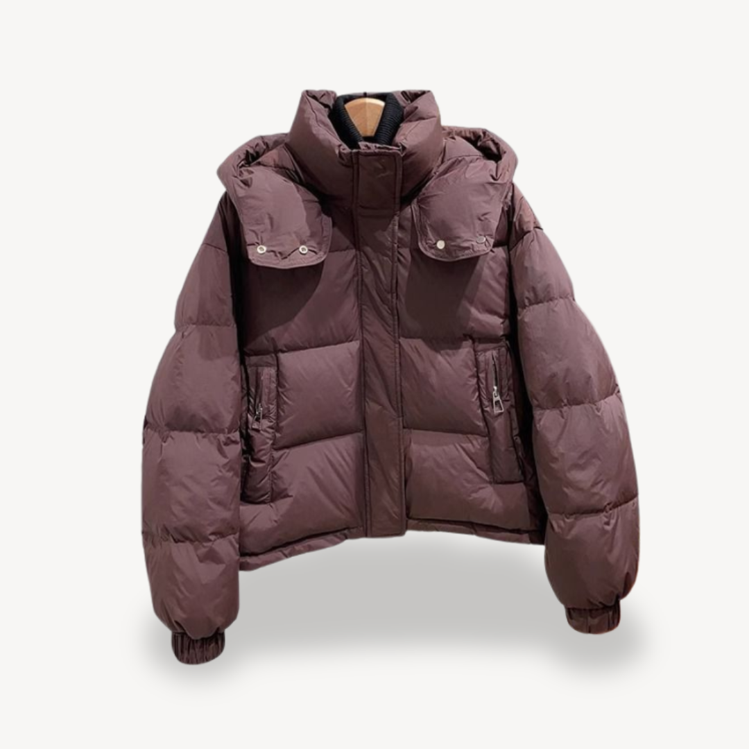 Street-Wave Oversized Puffer Jacket For Women With High Collar Zipper Front Cozy Warmth Statement Winter Coat