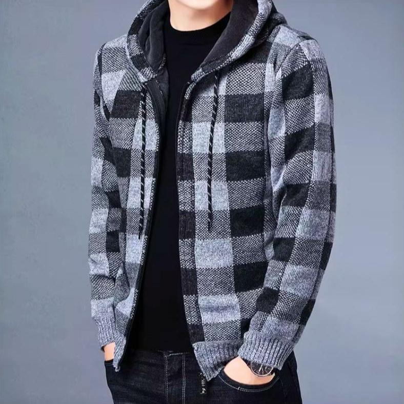 Regalstone Men's Plaid Fleece Hoodie Zip Up Warm Cozy All Day Comfort Soft Insulating Fabric For Cold Weather