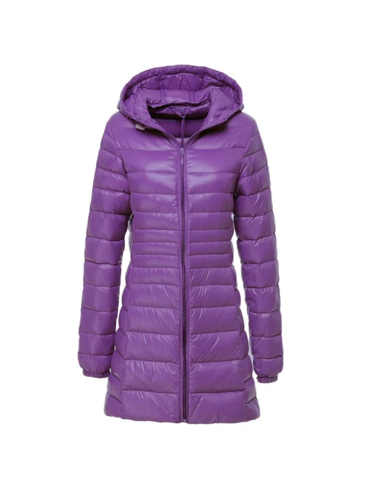 Street Wave Curvy Women Slim Fit Down Jacket With Hood Mid To Long Length Cozy Warmth