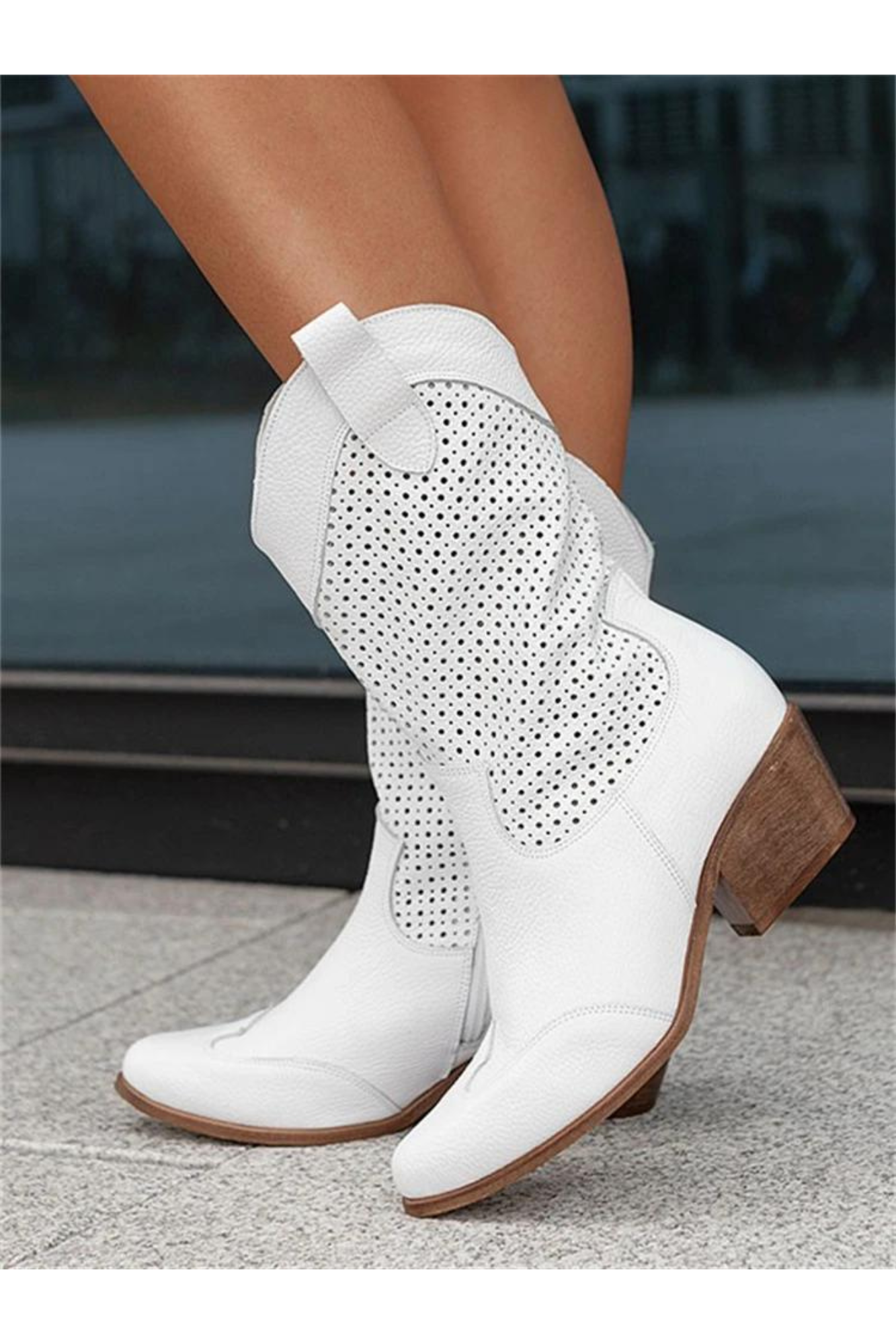 Street-Wave Women's Cowboy Boots Breathable Perforated Mesh For All-Day Comfort Everyday