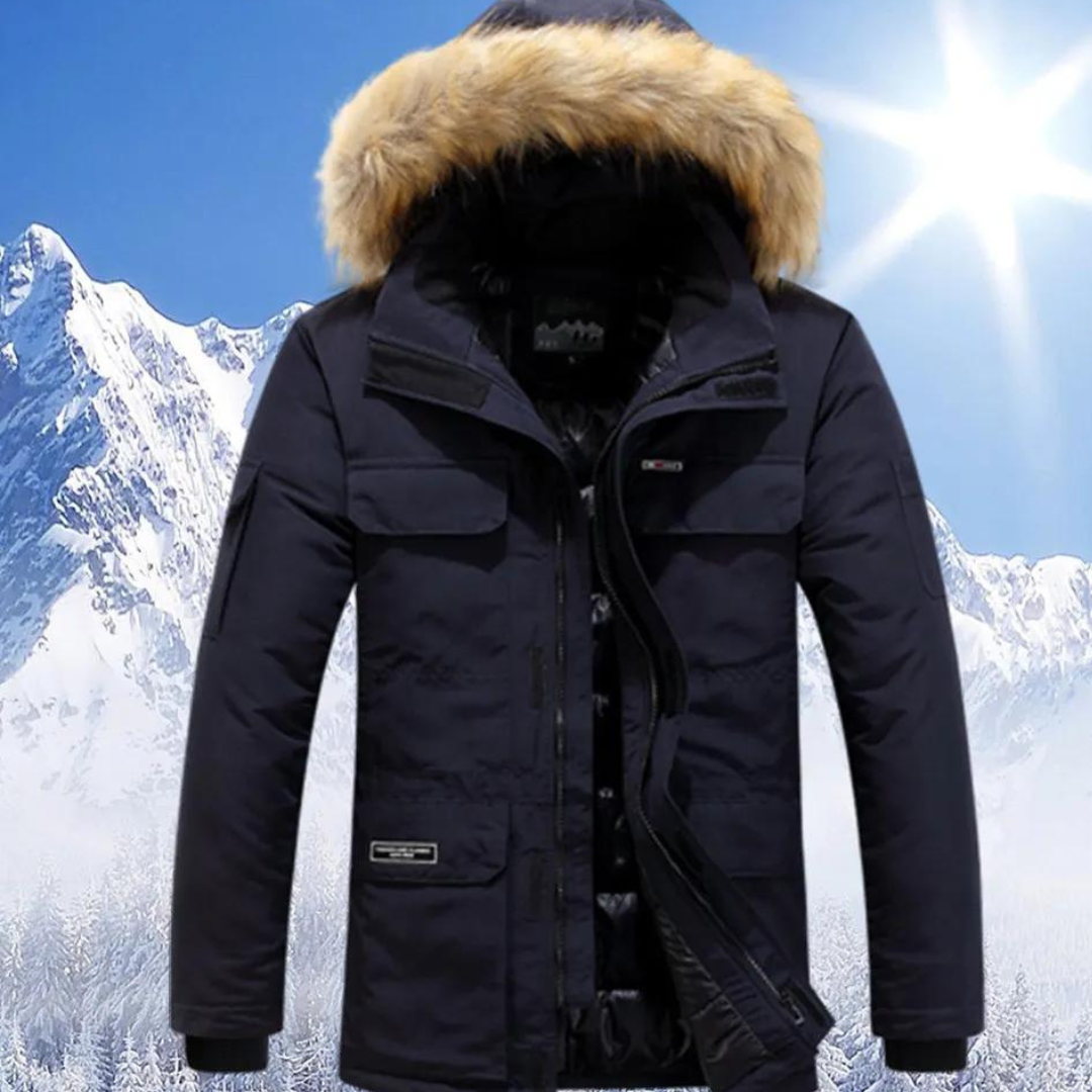 Street Wave Parka For Men With Fur Trim Hood Long Warm Weatherproof Winter Seasonal Insulated Coat
