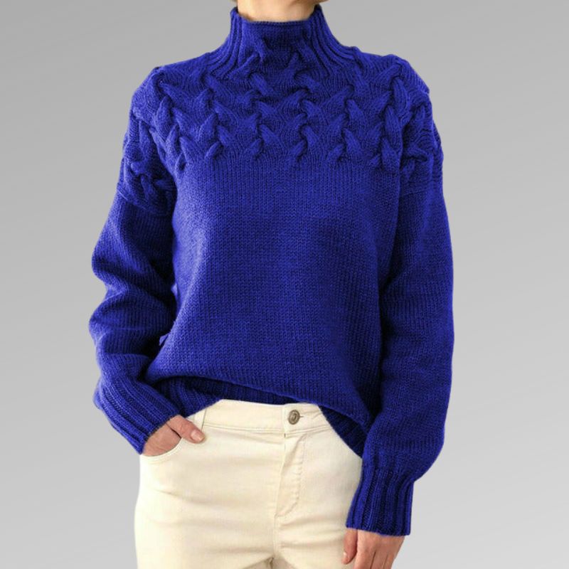 Street-wave Cable Knit Turtleneck Sweater For Women Elegant Warm Cozy Knitwear Premium